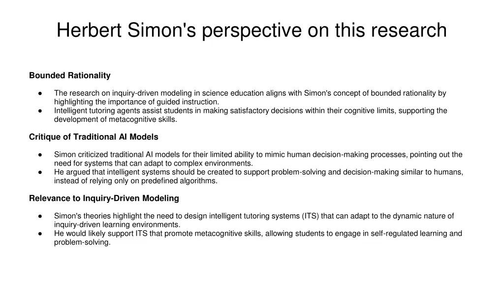 herbert simon s perspective on this research