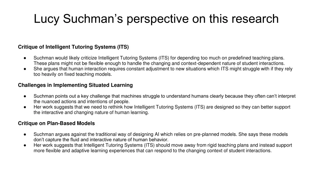 lucy suchman s perspective on this research