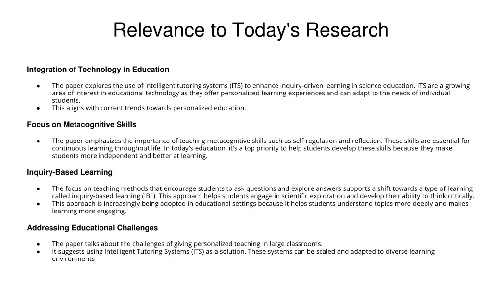 relevance to today s research