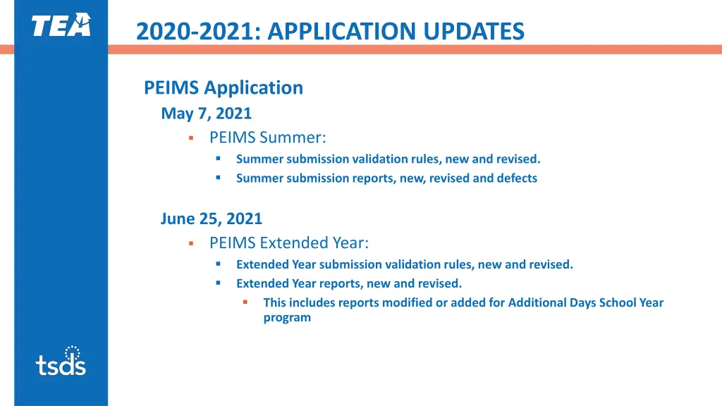 2020 2021 application updates