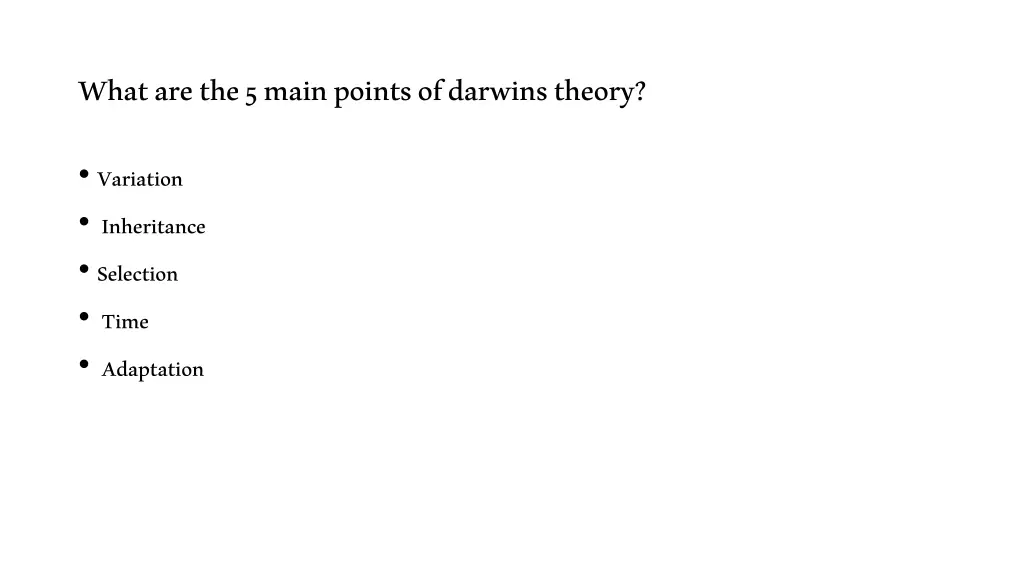 what are the 5 main points of darwinstheory
