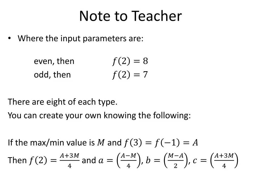 note to teacher