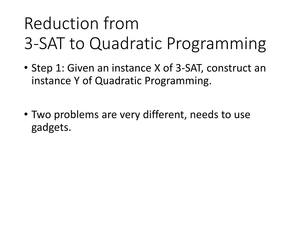 reduction from 3 sat to quadratic programming