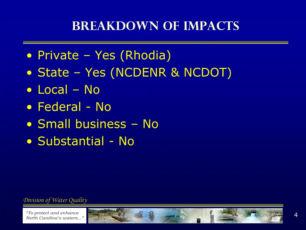 breakdown of impacts
