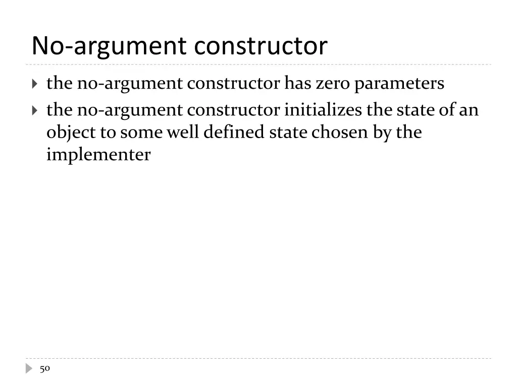 no argument constructor