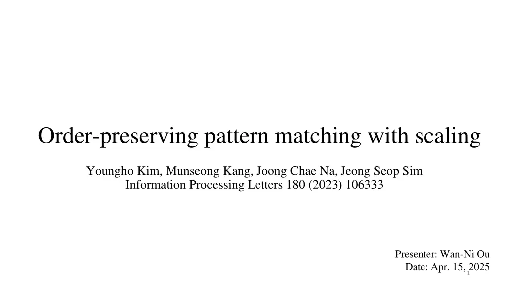 order preserving pattern matching with scaling