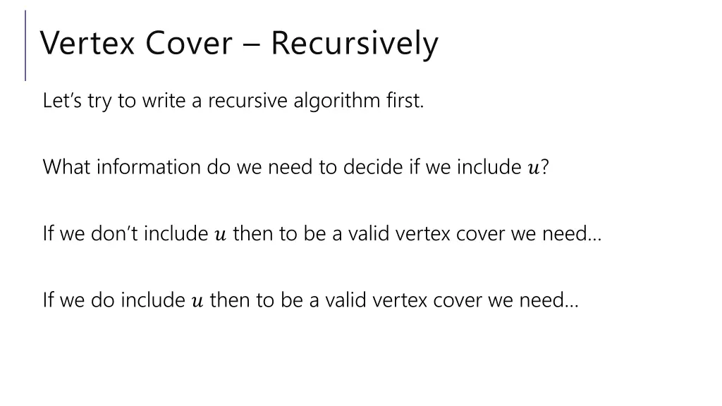 vertex cover recursively