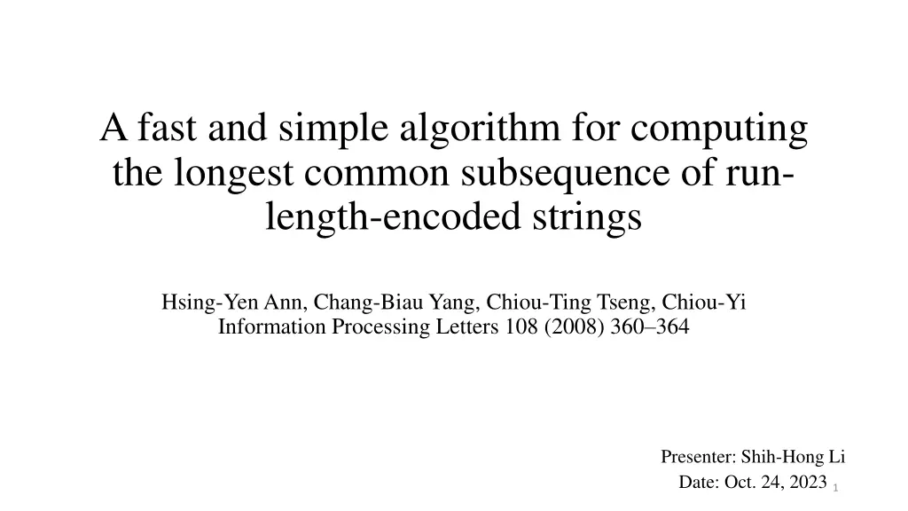 a fast and simple algorithm for computing