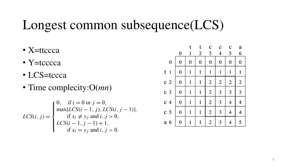 longest common subsequence lcs