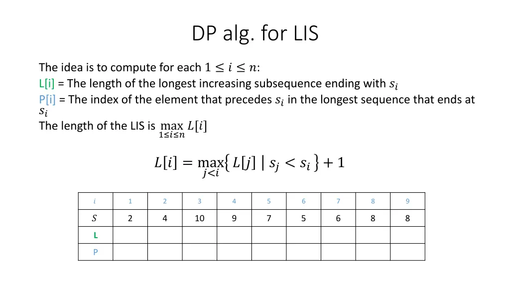 dp alg for lis