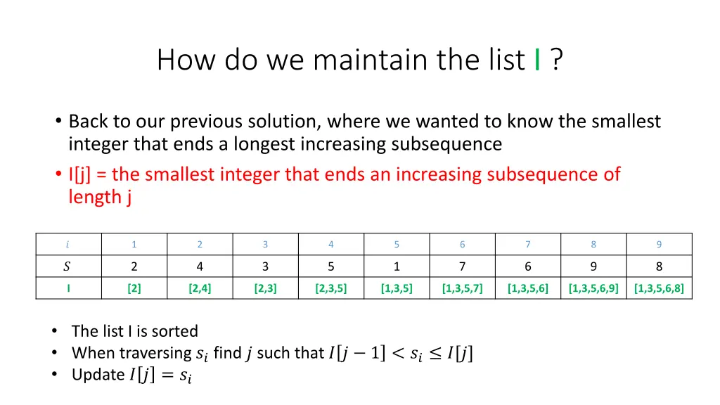 how do we maintain the list i i