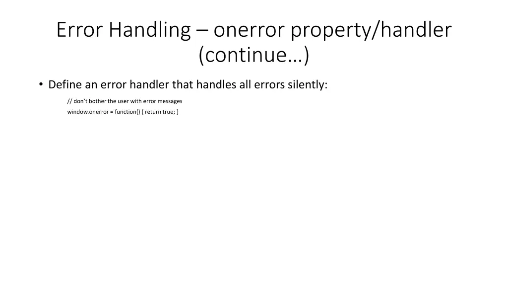 error handling onerror property handler continue