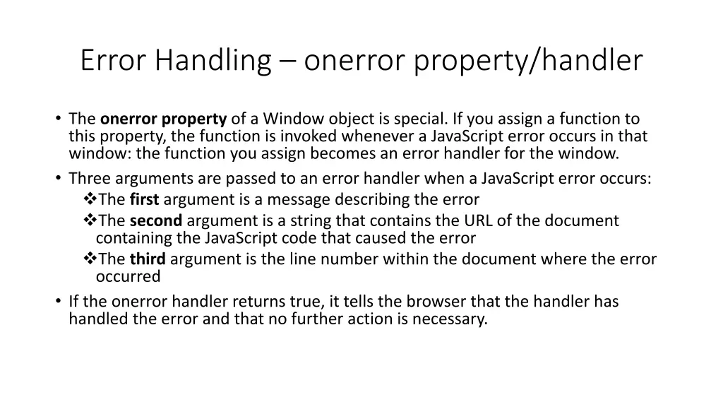 error handling onerror property handler