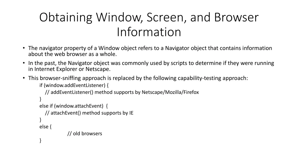 obtaining window screen and browser information