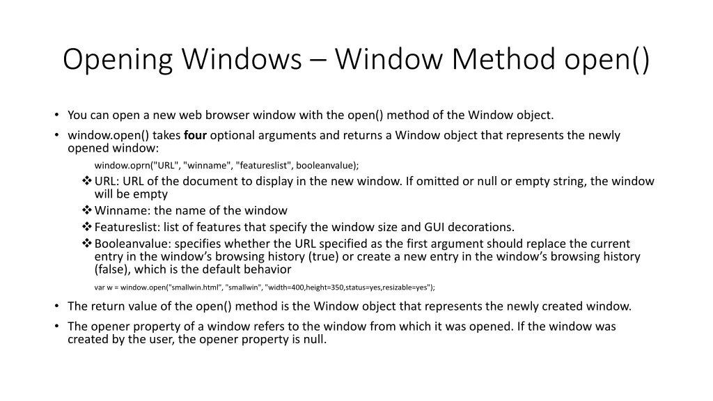 opening windows window method open