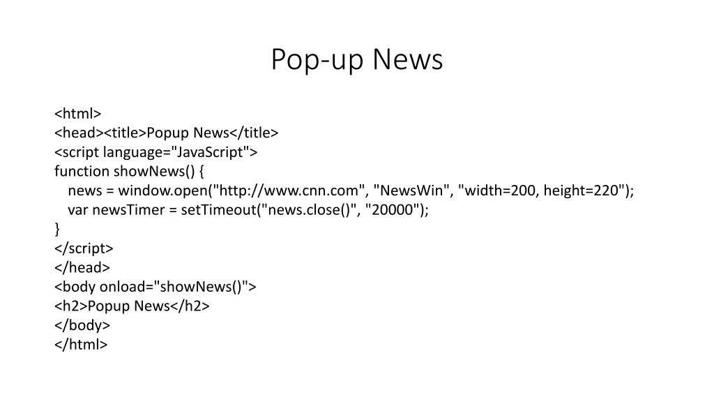 pop up news
