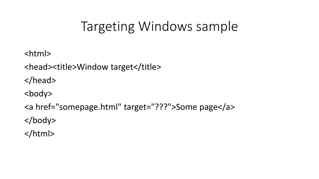 targeting windows sample