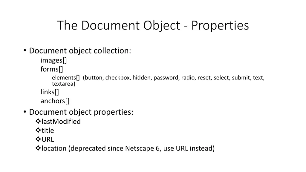 the document object properties
