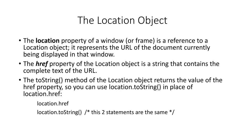 the location object