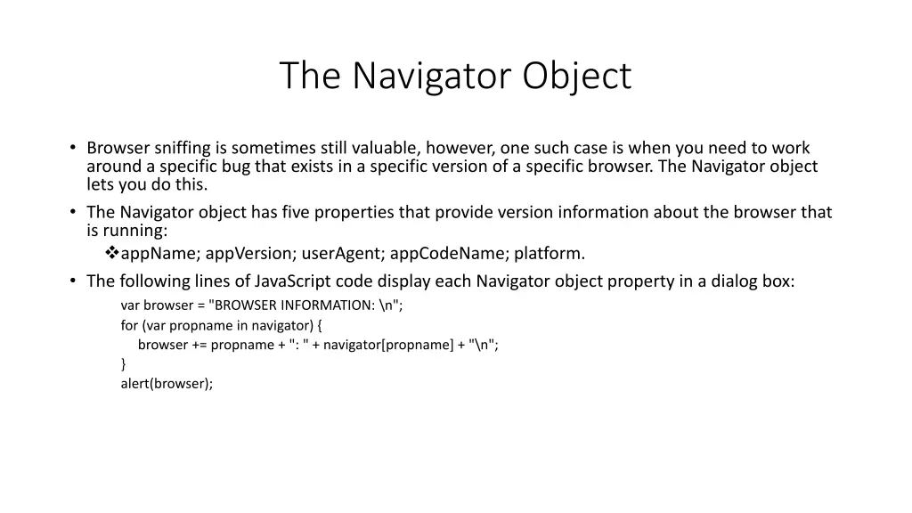 the navigator object