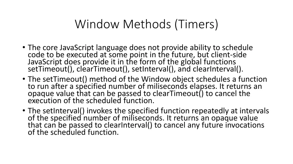 window methods timers