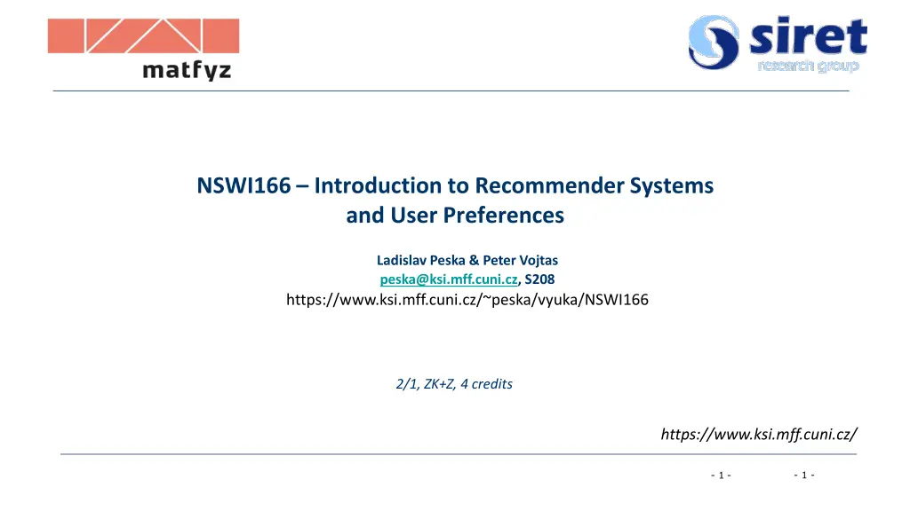 nswi166 introduction to recommender systems