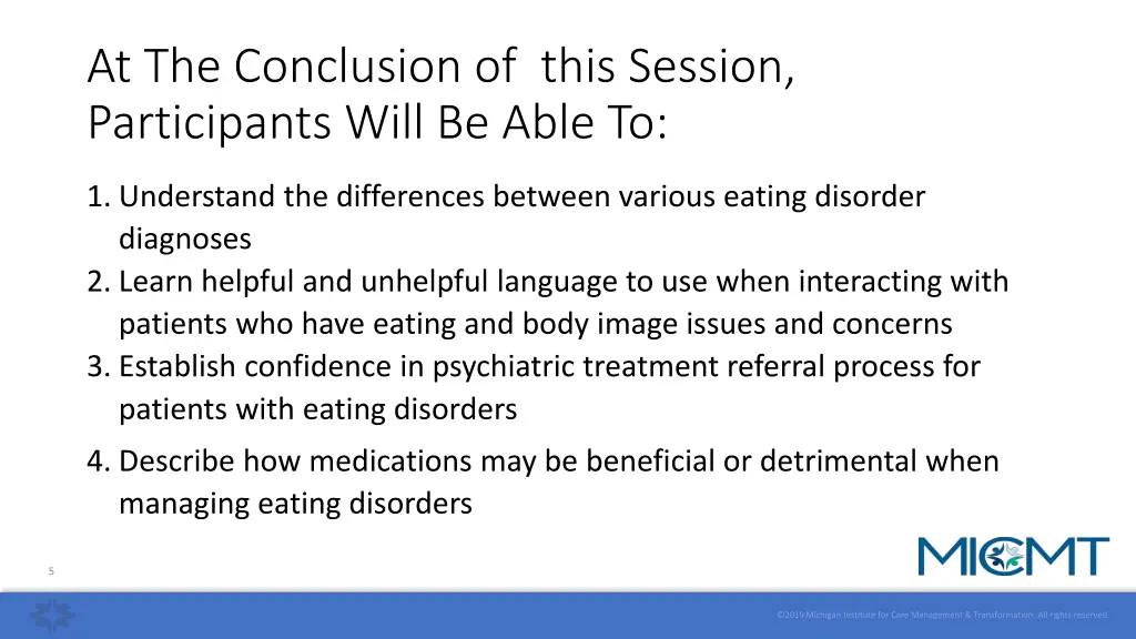 at the conclusion of this session participants
