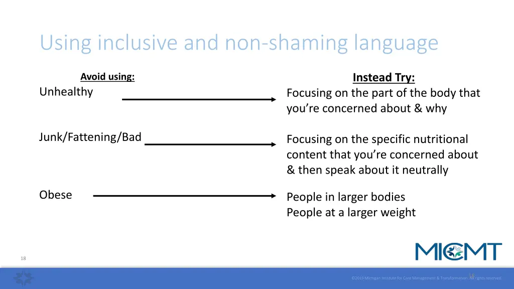 using inclusive and non shaming language
