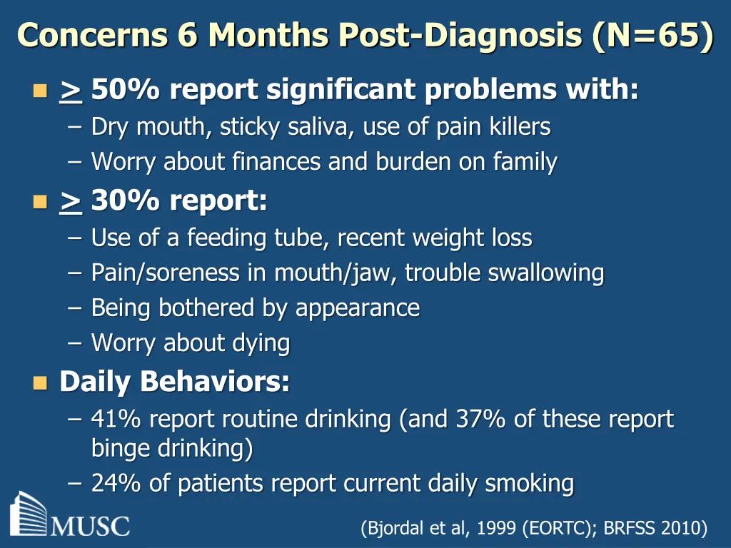 concerns 6 months post diagnosis n 65