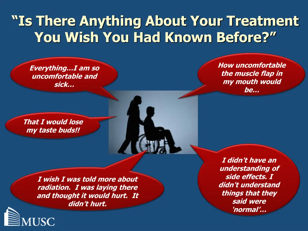 is there anything about your treatment you wish