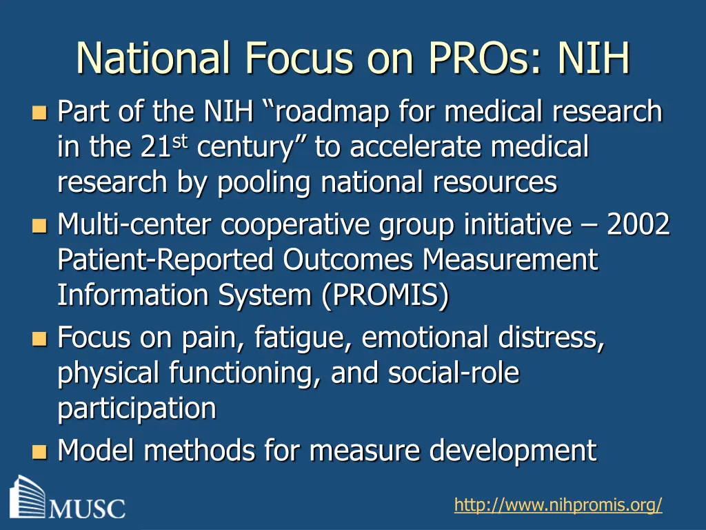 national focus on pros nih part