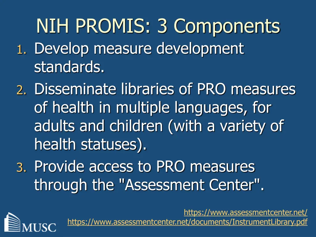 nih promis 3 components 1 develop measure