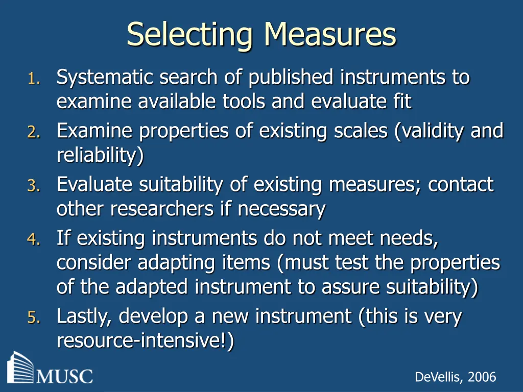 selecting measures