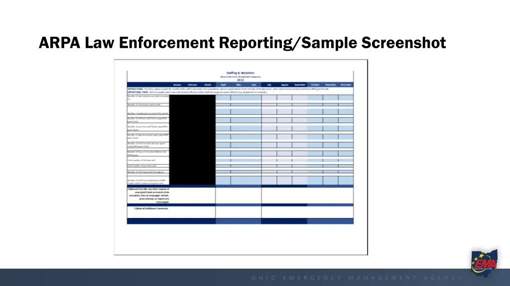 arpa law enforcement reporting sample screenshot