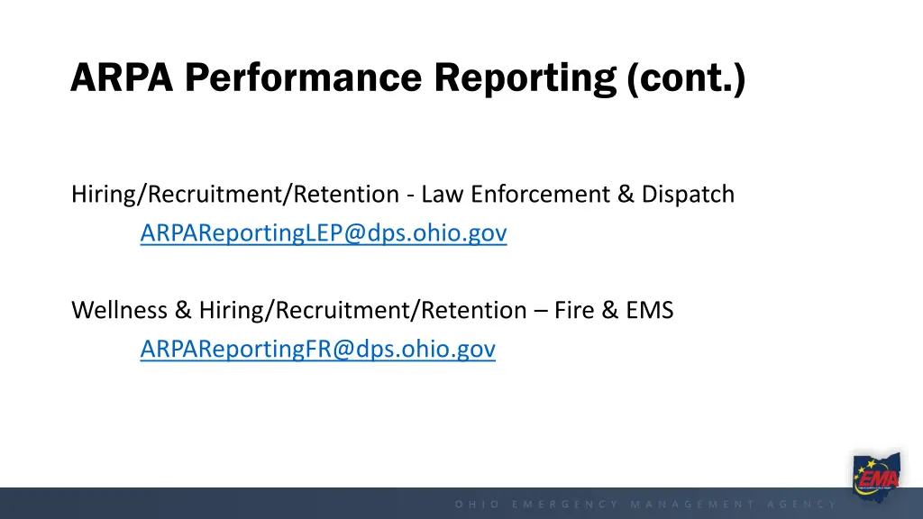 arpa performance reporting cont