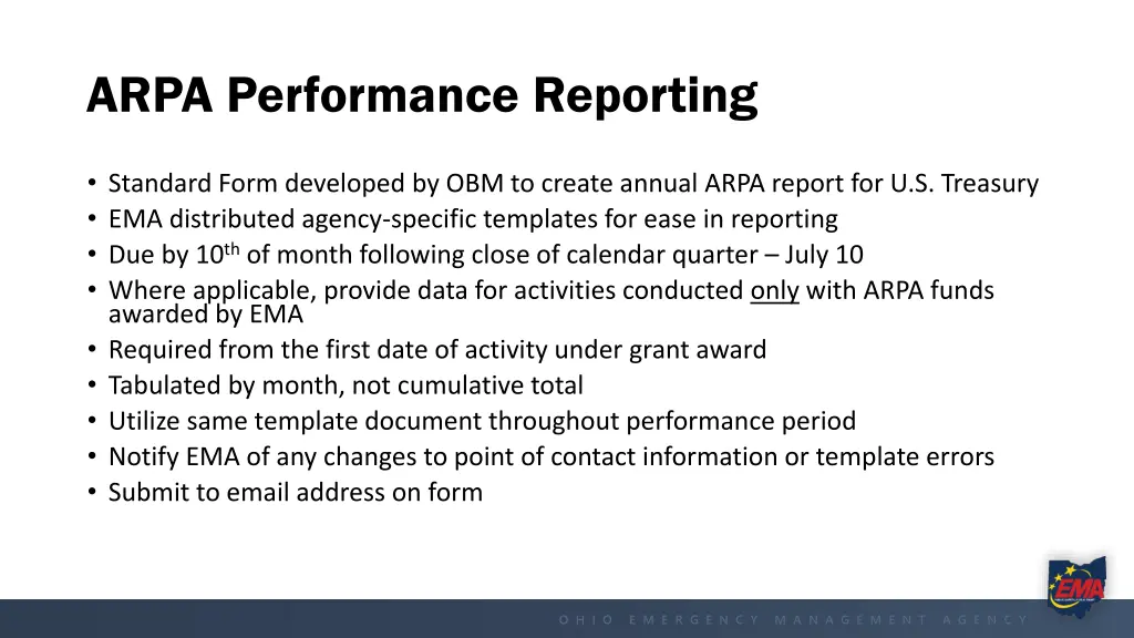 arpa performance reporting