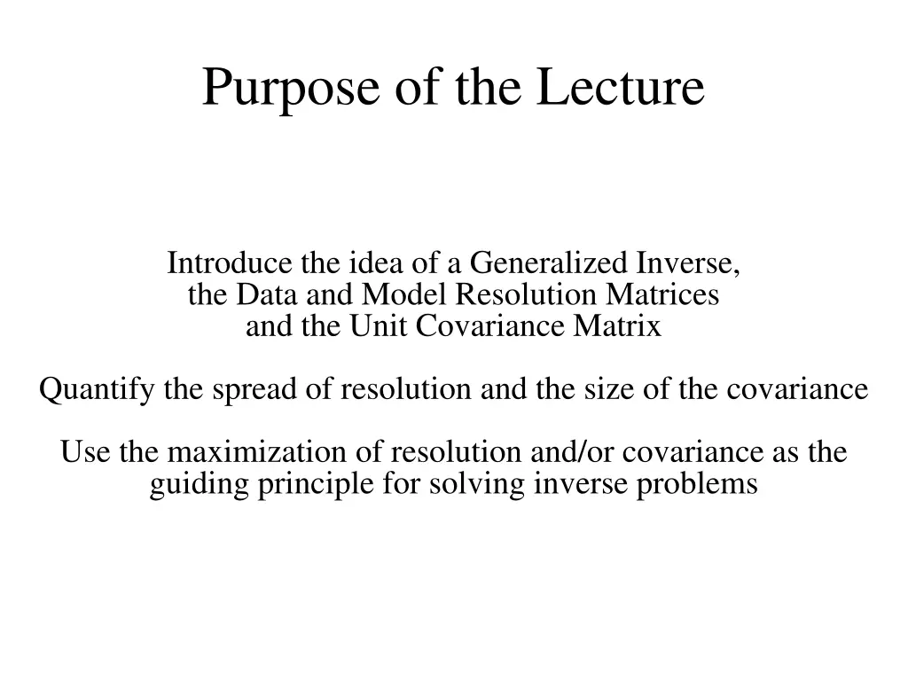 purpose of the lecture