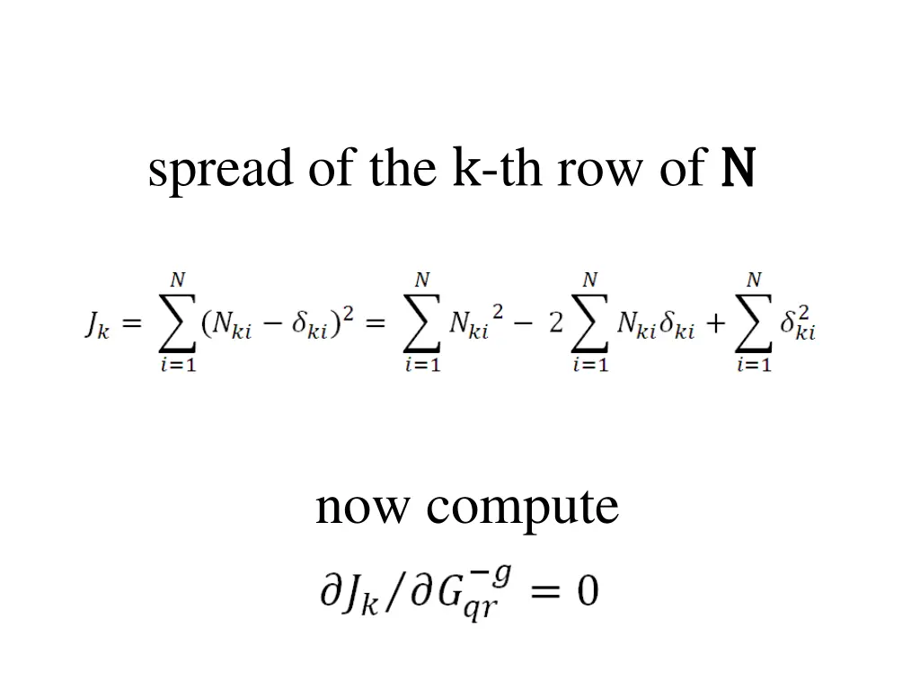 spread of the k th row of n n