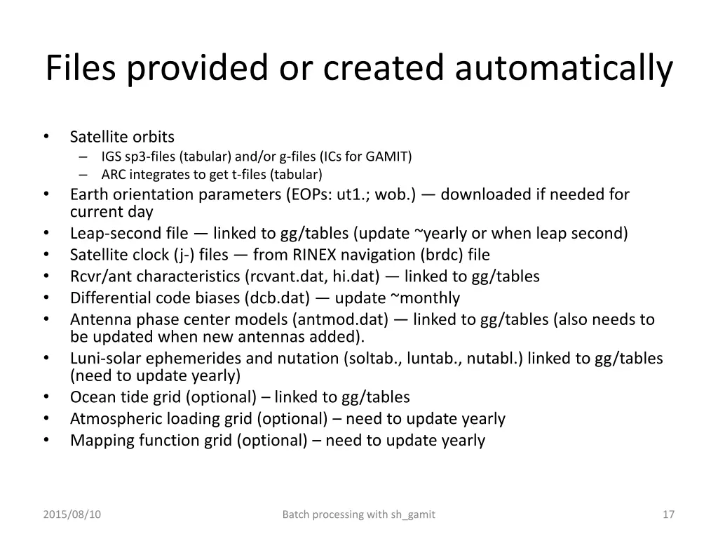 files provided or created automatically