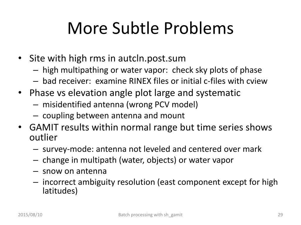 more subtle problems