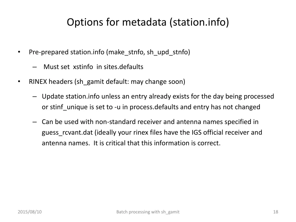 options for metadata station info