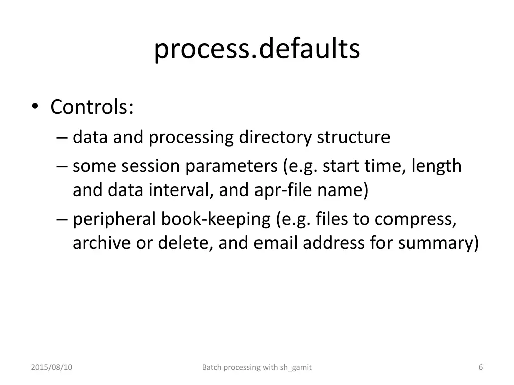 process defaults