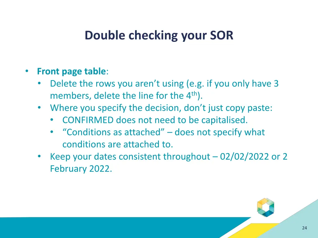 double checking your sor