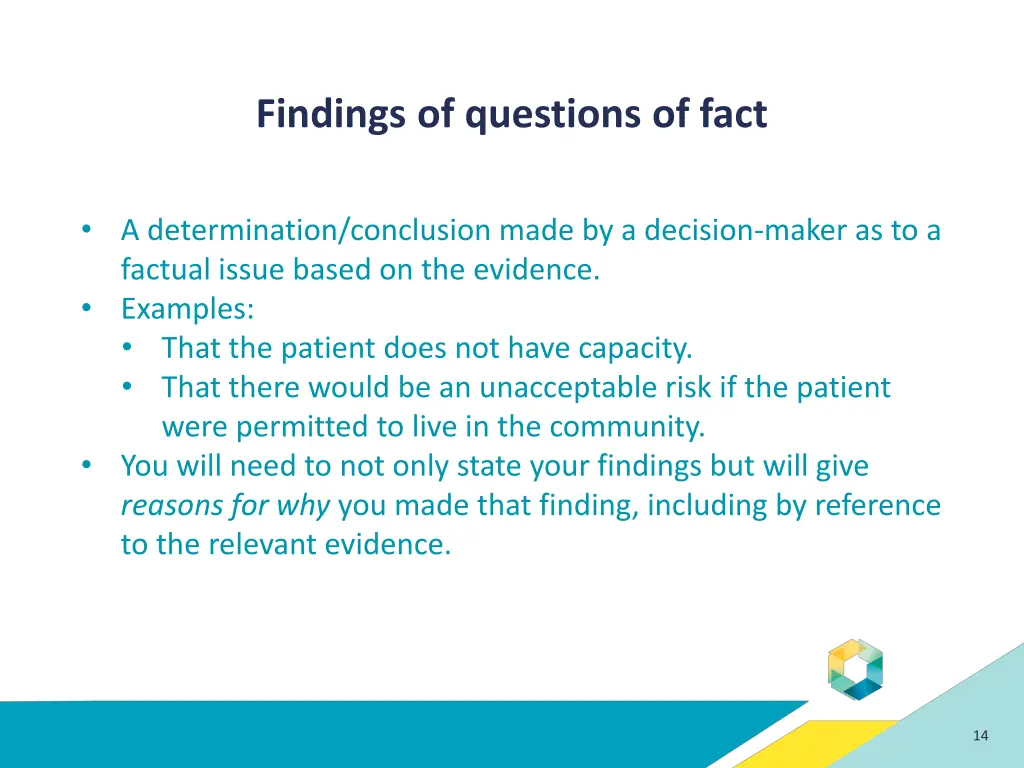 findings of questions of fact
