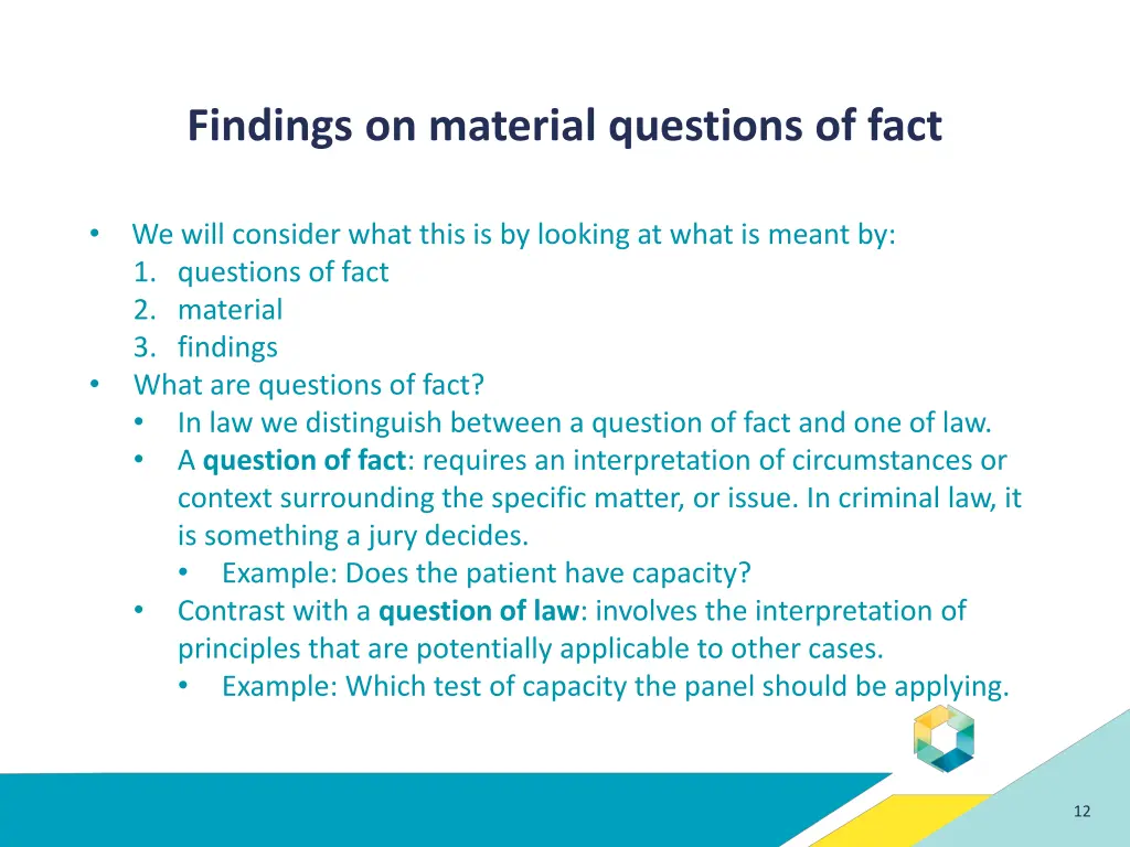 findings on material questions of fact