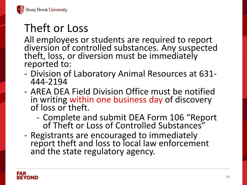 theft or loss all employees or students