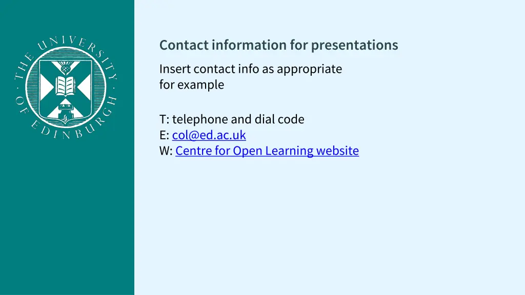contact information for presentations insert