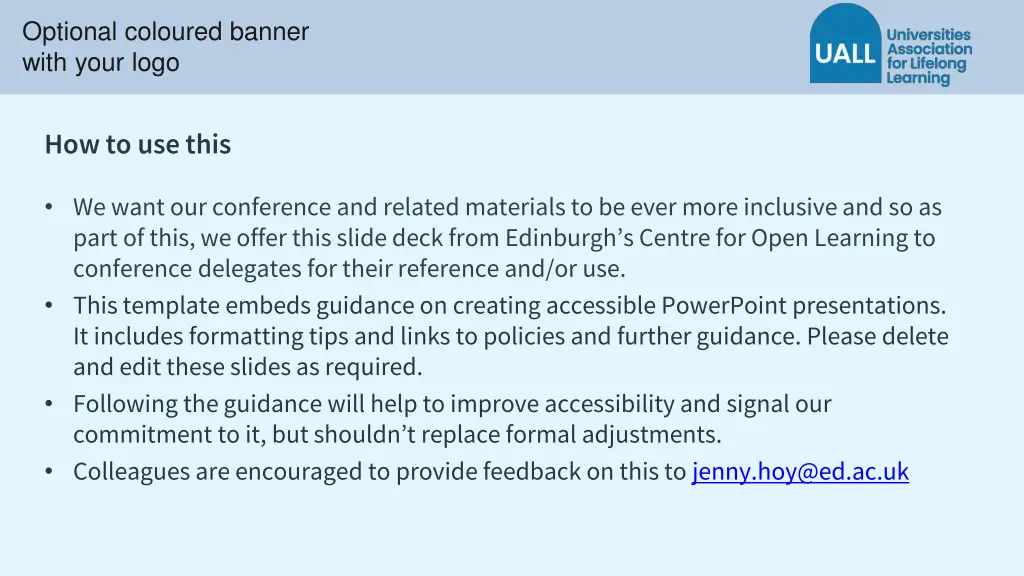 optional coloured banner with your logo