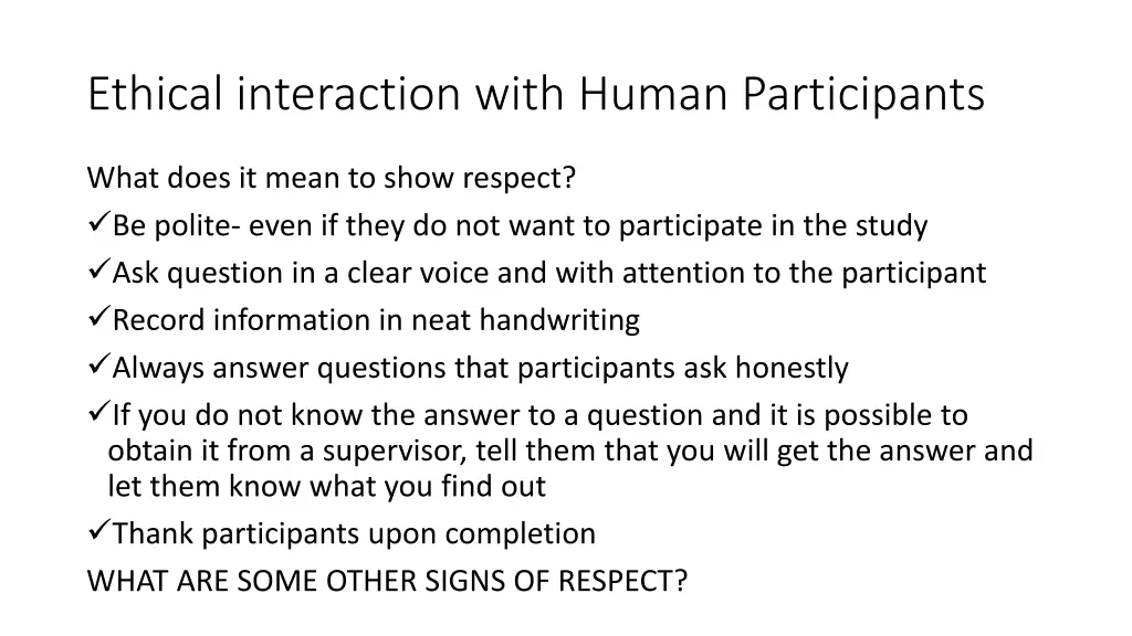 ethical interaction with human participants 2