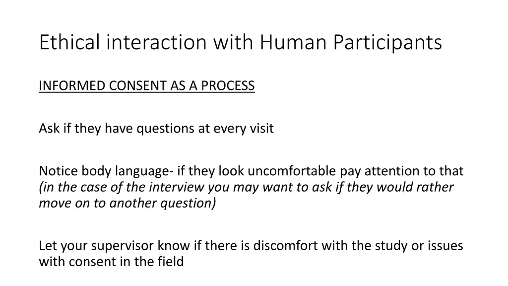 ethical interaction with human participants 6